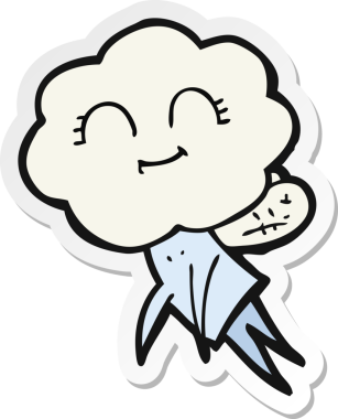 Bir insan tarafından çizilmiş sihirli bir çizgi film çıkartması.