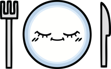 Bir insan tarafından çizilmiş yemek tabağı karikatürü.