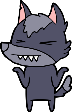 Bir insan tarafından çizilmiş kızgın kurt çizgi filmi.