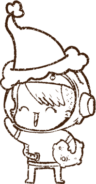 Bir insan tarafından çizilmiş Noel Astronotu Kömür Çizimi