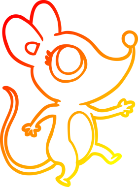 Bir insan tarafından çizilmiş sevimli bir farenin sıcak çizgi çizimi