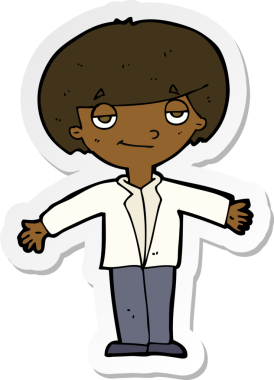 Bir insan tarafından çizilmiş kendini beğenmiş bir çocuğun çıkartması.