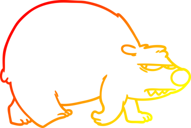 Bir insan tarafından çizilmiş kızgın bir ayının sıcak çizgi çizimi