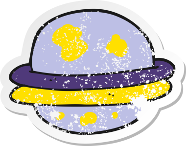 Bir insan tarafından çizilmiş uzaylı bir gezegenin gerilimli çıkartması.