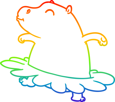 Gökkuşağı gradyan çizgisi bir insan tarafından çizilmiş bir hipopotam balerinin çizimi