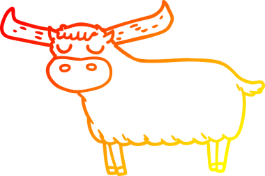 Bir insan tarafından çizilmiş bir boğanın sıcak çizgi çizimi