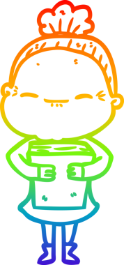 Gökkuşağı gradyan çizimi bir insan tarafından çizilmiş barışçıl yaşlı bir kadının çizimi