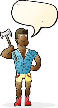 Bir insan tarafından çizilmiş konuşma balonlu bir oduncu.