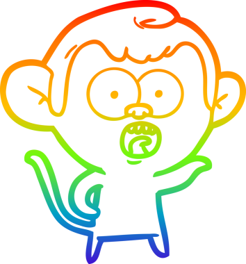 gökkuşağı gradyan çizgi çizimi bir insan tarafından çizilmiş bir maymun tarafından şok edildi