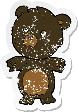 Bir insan tarafından çizilmiş komik bir oyuncak ayının gerilimli çıkartması.