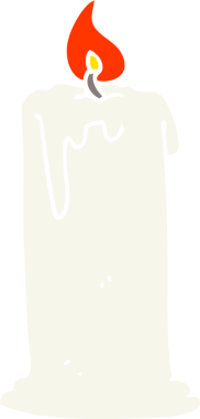 Bir insan tarafından çizilen yanan mumun düz renk çizimi