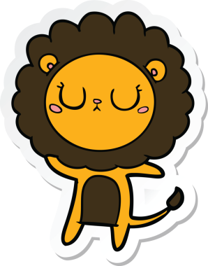 Bir insan tarafından çizilmiş karikatür aslanının çıkartması.