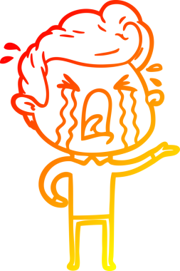 Bir insan tarafından çizilmiş, ağlayan bir çizgi film karakteri.