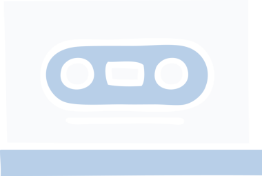 Bir insan tarafından çizilmiş eski bir kasetin düz renkli retro karikatürü