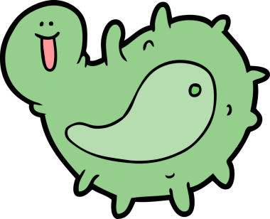 Bir insan tarafından çizilmiş karikatür mikrobu.