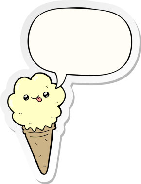 Bir insan tarafından çizilmiş konuşma balonu çıkartmalı karikatür dondurması.