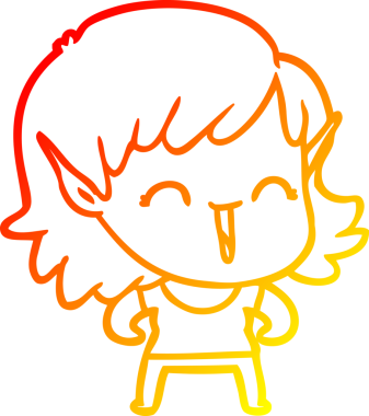 Bir insan tarafından çizilmiş çizgi film karakteri bir elf kızı çizimi