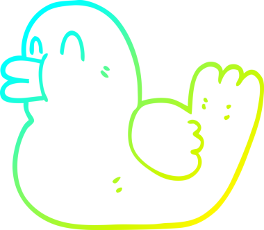 Bir insan tarafından çizilen plastik ördeğin soğuk gradyan çizgisi.