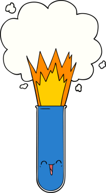 Bir insan tarafından çizilen test tüpünde patlayan kimyasallar.