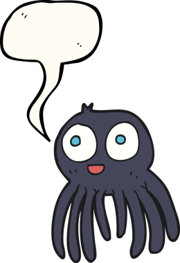 Bir insan tarafından çizilmiş serbest konuşma balonu çizgi film örümceği