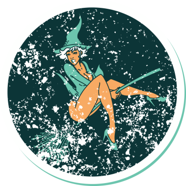 Bir insan tarafından çizilmiş bir cadının geleneksel stil dövmesi.