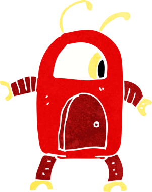 Bir insan tarafından çizilmiş uzaylı robot.