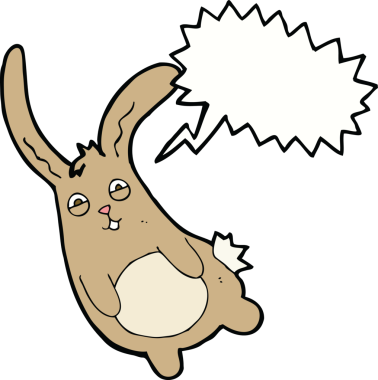 Bir insan tarafından çizilmiş komik bir çizgi film tavşanı.