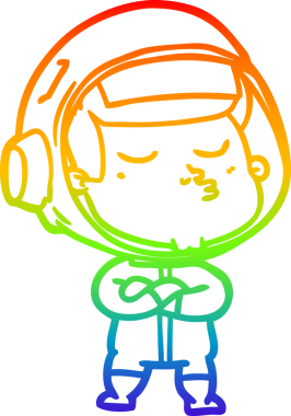 gökkuşağı gradyan çizimi bir çizgi insan tarafından çizilmiş kendinden emin astronot