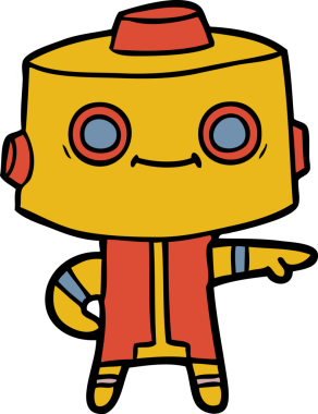 Bir insan tarafından çizilmiş çizgi film robotu