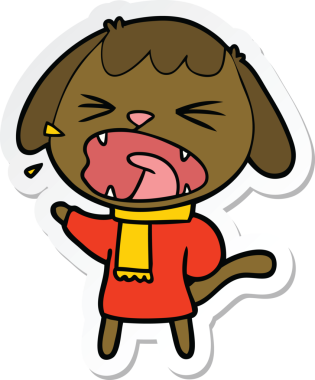 Bir insan tarafından çizilmiş şirin bir köpeğin çıkartması.