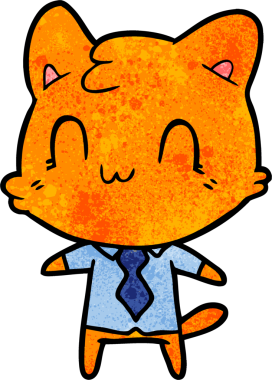 Bir insan tarafından çizilmiş mutlu bir kedi.