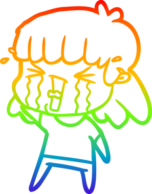 Gökkuşağı gradyan çizgi çizimi Bir insan tarafından çizilmiş gözyaşları içinde bir çizgi kadın