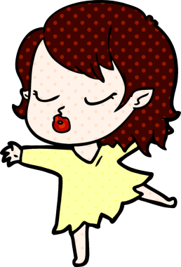 Bir insan tarafından çizilmiş şirin vampir kız çizgi filmi.