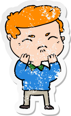 Bir insan tarafından çizilmiş sıkıntılı bir karikatür çıkartması.