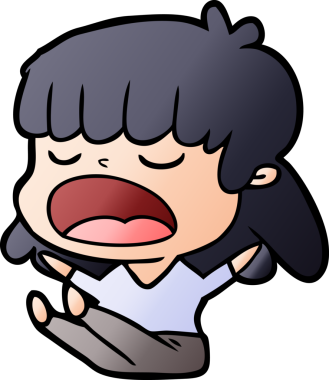 Çizgi filmdeki kadın bir insan tarafından yüksek sesle çizilmiş.