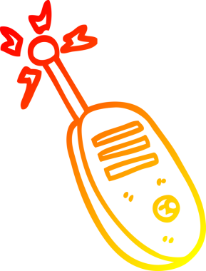 Bir insan tarafından çizilmiş çizgi film telsizinin sıcak gradyan çizimi