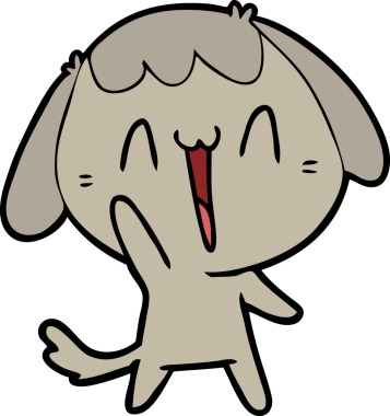 Bir insan tarafından çizilmiş şirin bir çizgi film köpeği.