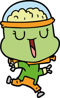 Bir insan tarafından çizilmiş mutlu çizgi film robotu