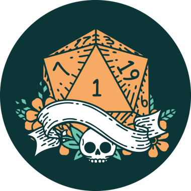 Bir insan tarafından çizilen bir d20 zar atma ikonu