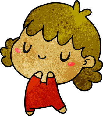 Bir insan tarafından çizilmiş sevimli bir kawai kızının desenli çizimi.