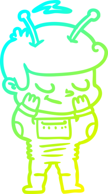 Utangaç bir uzay adamının insan tarafından çizilmiş soğuk gradyan çizimi