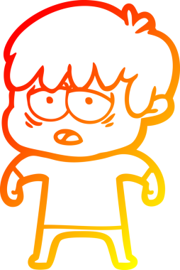 Bir insan tarafından çizilmiş, bitkin bir çocuğun sıcak çizgi çizimi.