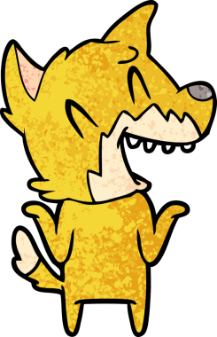 Bir insan tarafından çizilmiş gülen tilki çizgi filmi.