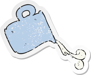 Bir insan tarafından çizilmiş süt sürahisi dolu bir çizgi filmin gerilimli yapıştırması.