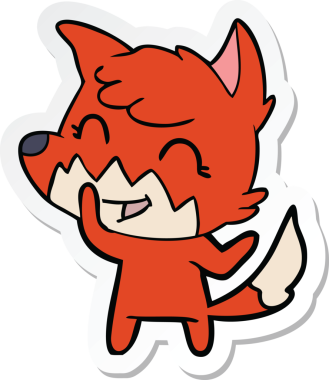 Bir insan tarafından çizilmiş mutlu bir tilkinin çıkartması.