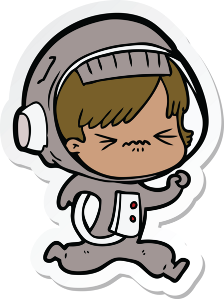 Bir insan tarafından çizilmiş astronot bir kadının çıkartması.