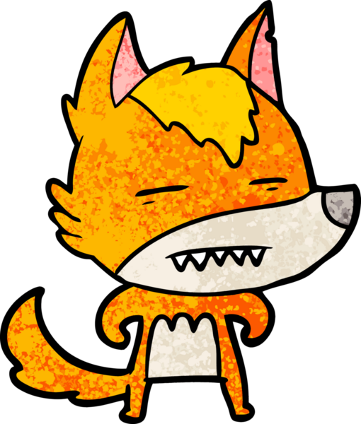 Bir insan tarafından çizilmiş tilki çizgi film karakteri