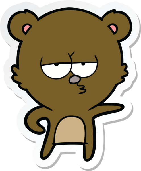 Bir insan tarafından çizilmiş sıkılmış bir ayı çizgi filminin çıkartması.