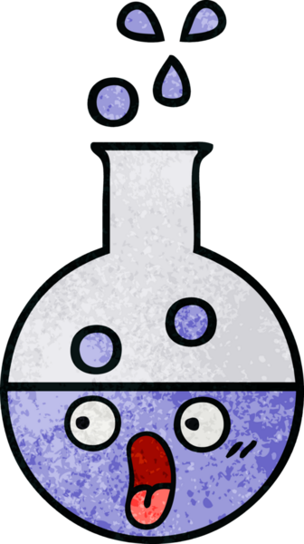 Bir insan tarafından çizilmiş bir test tüpünün retro grunge desen karikatürü