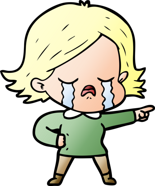 Bir insan tarafından çizilmiş ağlayan çizgi film kızı.